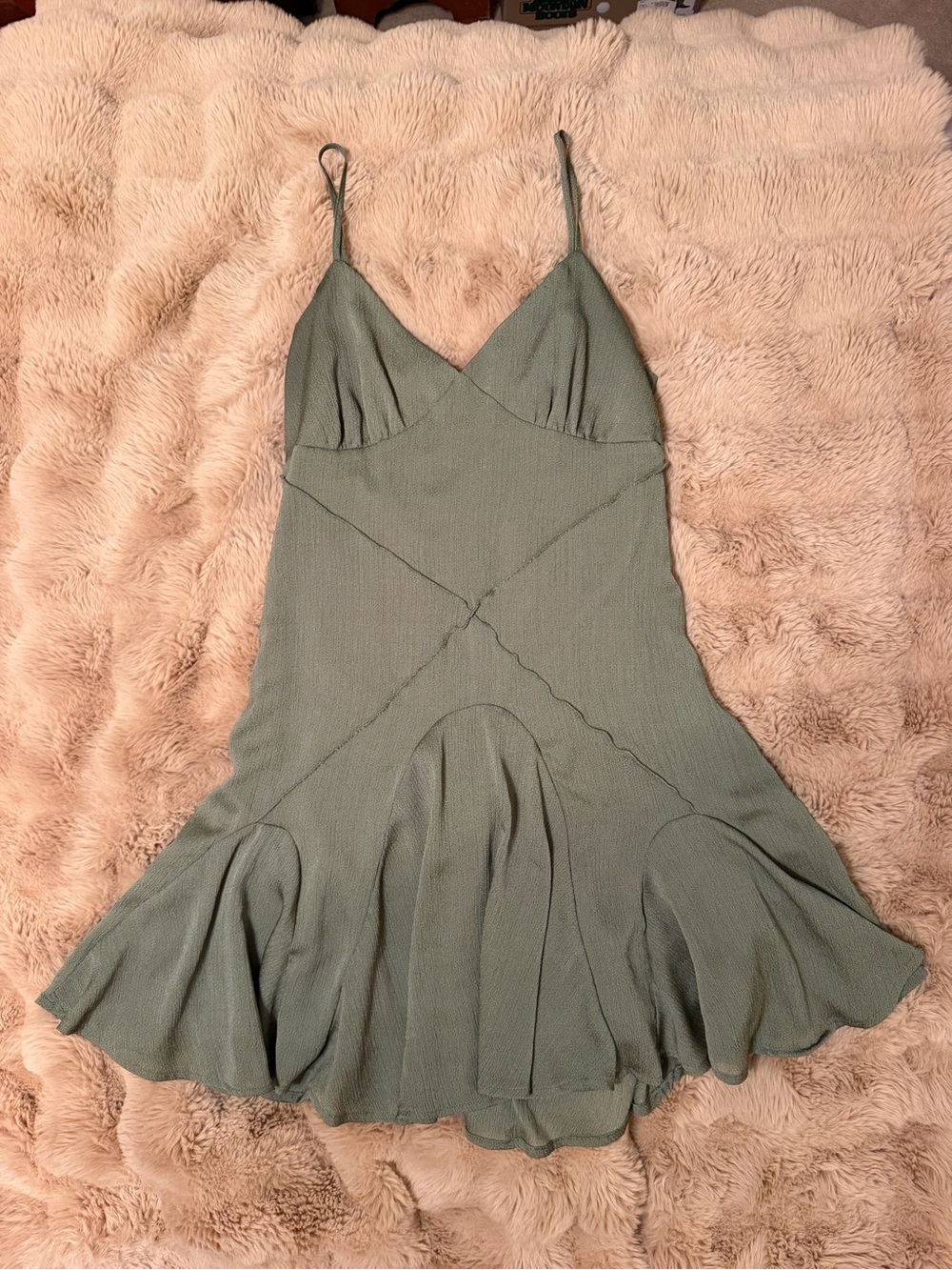 Sage Sleeveless Ruffle-Hem Mini Dress by Sage - Sage Green